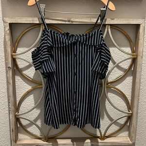 Navy and white striped top